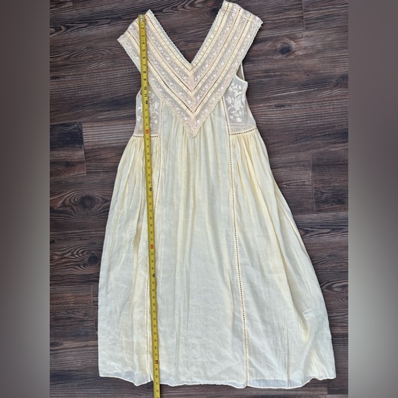 Zara ZW Collection embroidered pleated maxi dress butter yellow - Picture 8 of 16